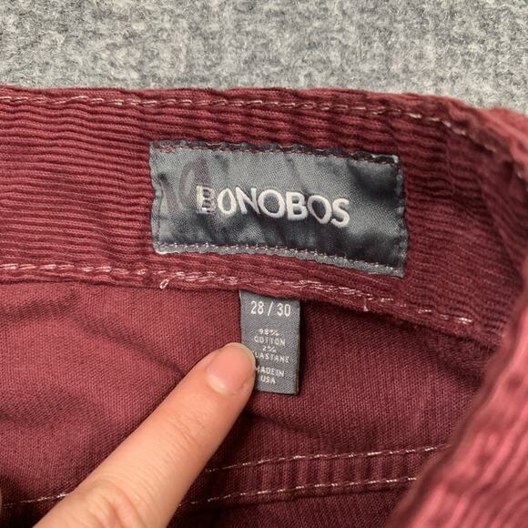 Bonobos Pants Mens 28 Wine Red Cotton Blend Corduroy Slim Straight 5 Pocket - Picture 4 of 15